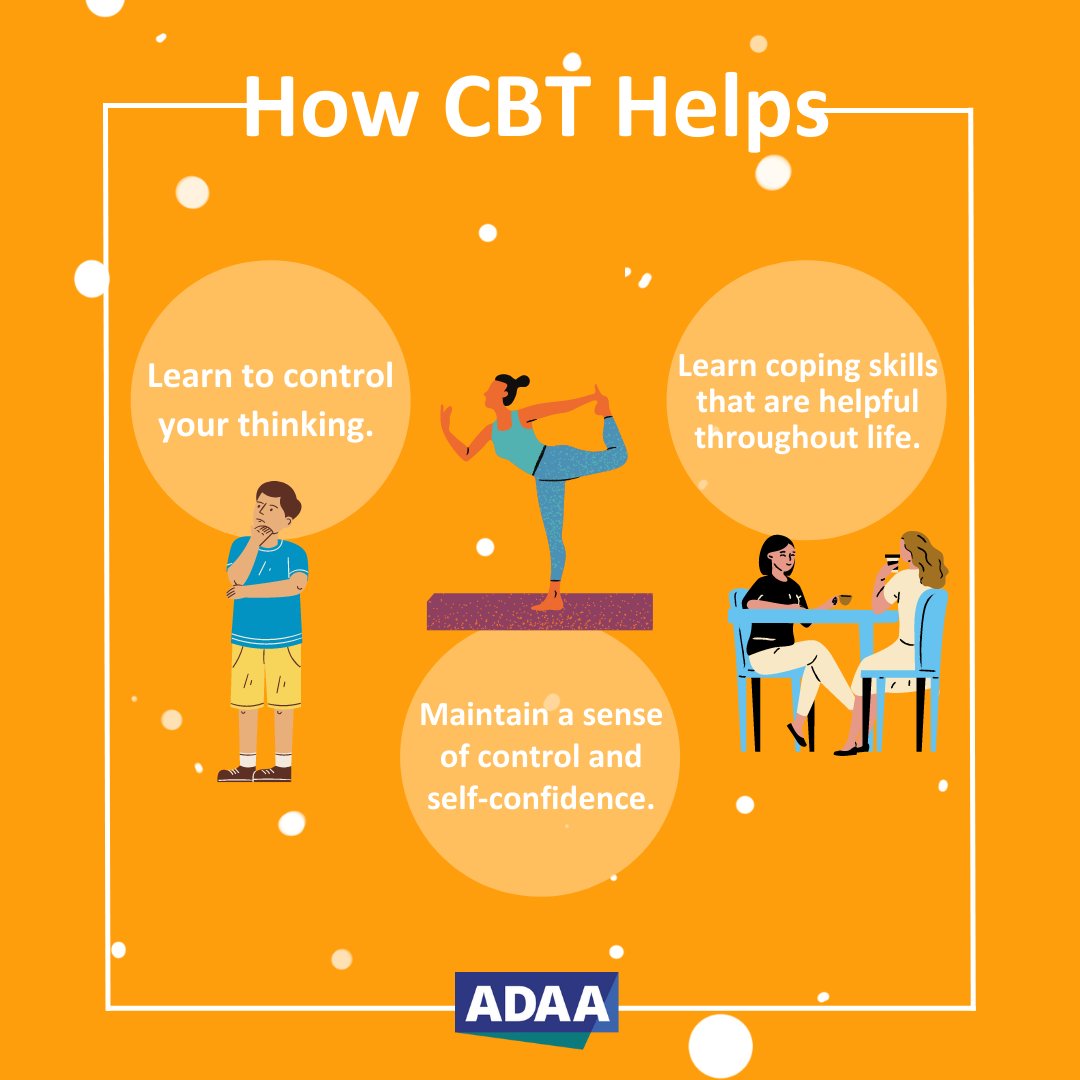 ADAA_Anxiety's tweet photo. Do you know what Cognitive Behavior Therapy is? 

CBT is a common therapy practice to help teach you how to control your thinking, maintain a sense of self-confidence, and develop meaningful coping skills throughout life. 

Learn more about CBT here: https://t.co/VhExmSEMJq https://t.co/Ehx7MBRlt4