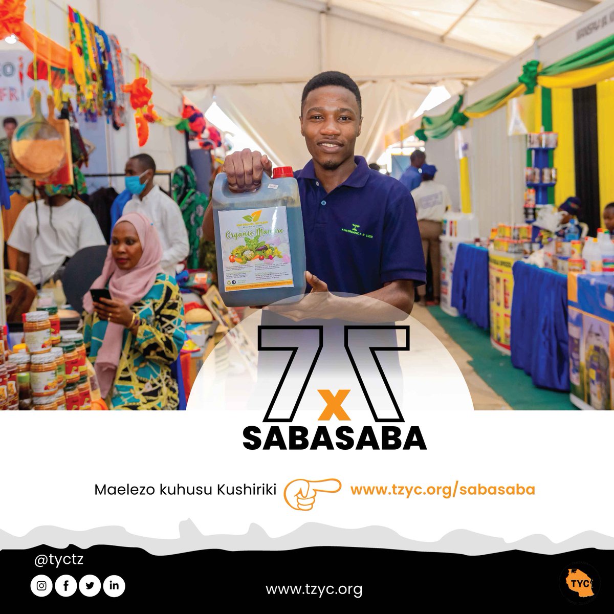 Twende zetu SABSABA na TYC.
Tusimame pamoja  kusaidia ukuaji na maendeleo ya biashara zinazomilikiwa na vijana.
Maelezo zaidi ya namna ya kushiriki find the link in bio.

#KIJANA JASIRIMALI
#SABASABA
#TYC2022