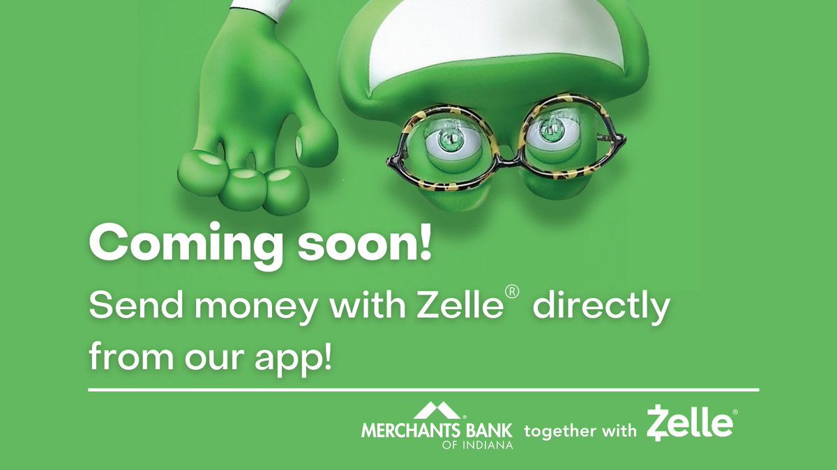 Coming soon to Merchants Bank of Indiana's online and mobile banking apps.
.
.
#zelle #comingsoon #mobilebanking #p2ppayments