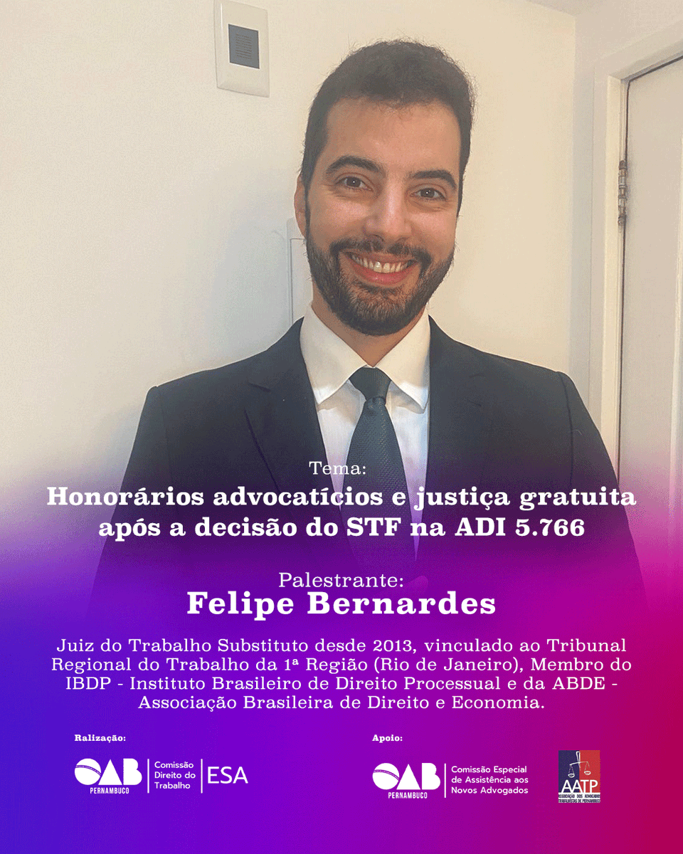 ESAOABPE's tweet photo. Na última sexta-feira de abril, 29/04, a ESA-PE e a Comissão de Direito do Trabalho realizarão a palestra “CDT convida: os notáveis”, a partir das 17h, na sala da ESA-PE.
Inscreva-se gratuitamente no site da ESA-PE ou acompanhe o evento em nosso canal do youtube.
#esape https://t.co/ilPJijB3G1