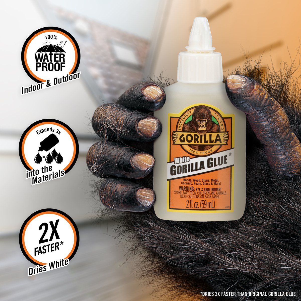 GorillaGlue's tweet photo. White Gorilla Glue is a 100% waterproof glue, safe for indoor and outdoor use and strong enough to stand up to the elements. Gorilla, Of Course!

#gorillaglue #gorillatough #diy #repair #diyproject https://t.co/OJSyPmAxnJ