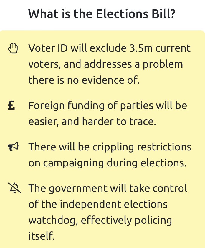 The Conservatives are trying to rig elections in their favour, but the media are not reporting it, so most of the public are unaware.

Please contact press organisations and request that they cover the fact that the government are intending to subvert our democracy.