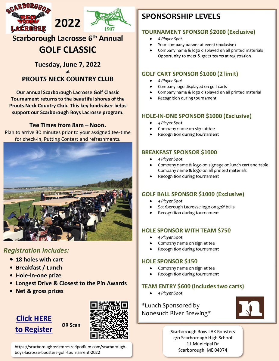 Prouts Neck Golf Tourney is on the horizon!  Link to sign up: scarboroughredstorm.redpodium.com/scarborough-bo…