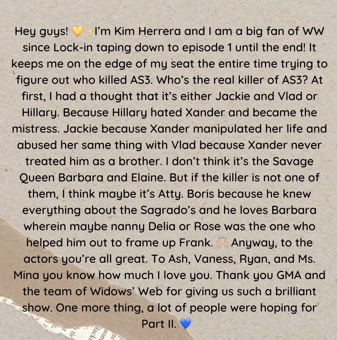 mskimkrunt's tweet image. #WidowsWeb 💛✨ Hats off! Another show I never thought I needed! Love you since D1! @GMADrama @gmapinoytv @ashleyortega Vaness Ryan and @minavillarroel 💙 
#BuildYourCase 
#WWSinoAngKiller
#WidowsWebReactions
#WWWilliamsRevelation