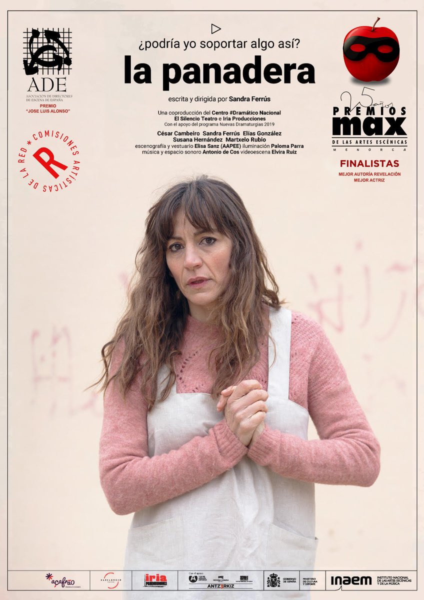 Enhorabuena Sandra Ferrús, finalista delos XXV Premios MAX a mejor autoría revelación y mejor actriz 👏👏👏👏👏👏