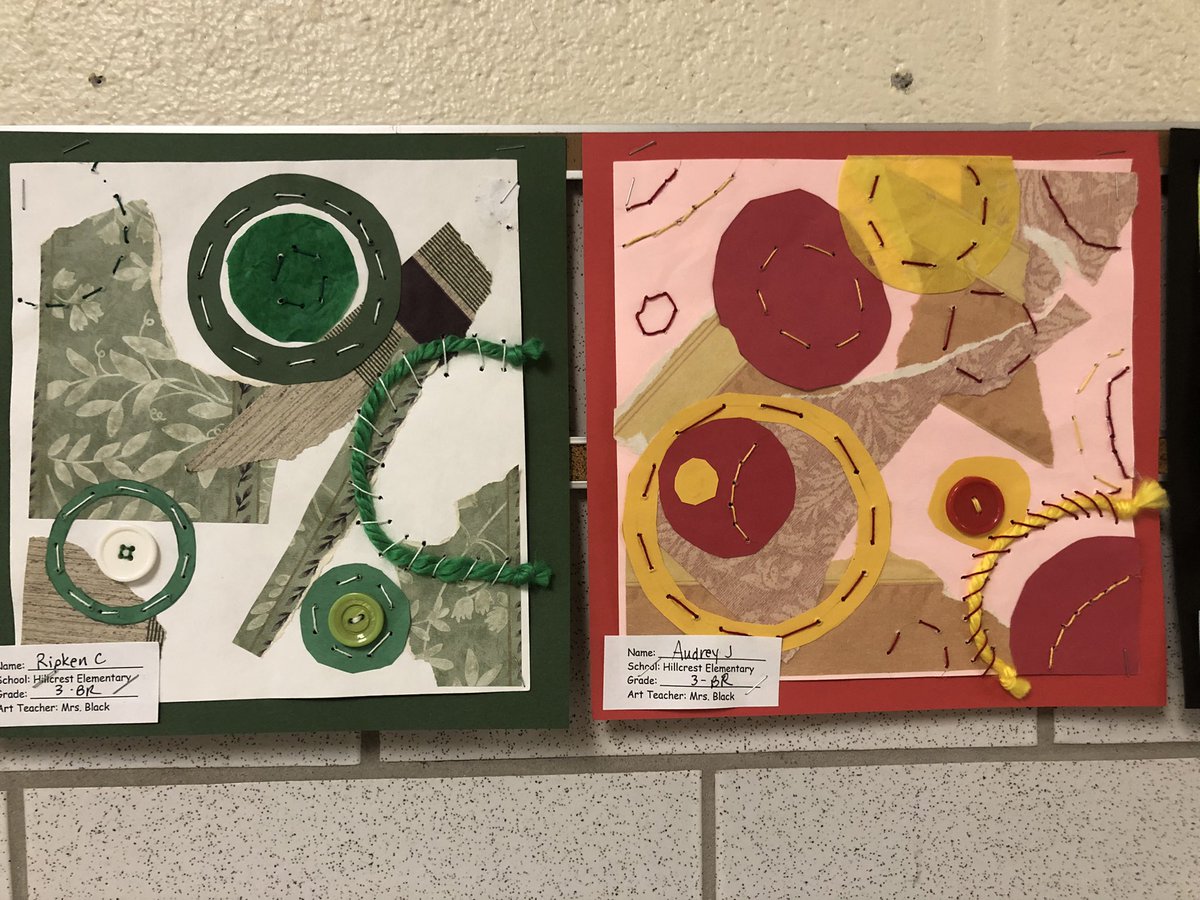 3rd Graders used mixed media and stitchery to design unified compositions. <a href="/Hillcrest_BCPS/">Hillcrest Elementary</a> <a href="/HillcrestPTA/">Hillcrest ES PTA</a> <a href="/RTwentey/">Ryan Twentey</a> <a href="/sfisherBCPS/">Sherri Fisher</a>