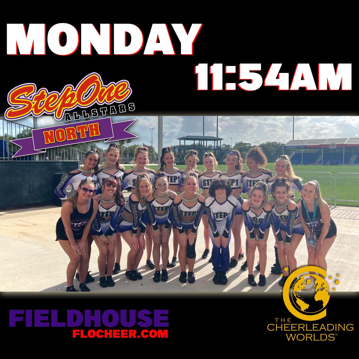 Step1North's tweet image. Worlds Day 3! 🌎

Send Phenom some good luck wishes as they compete in FINALS at The Cheerleading Worlds! 

#YouMeUs