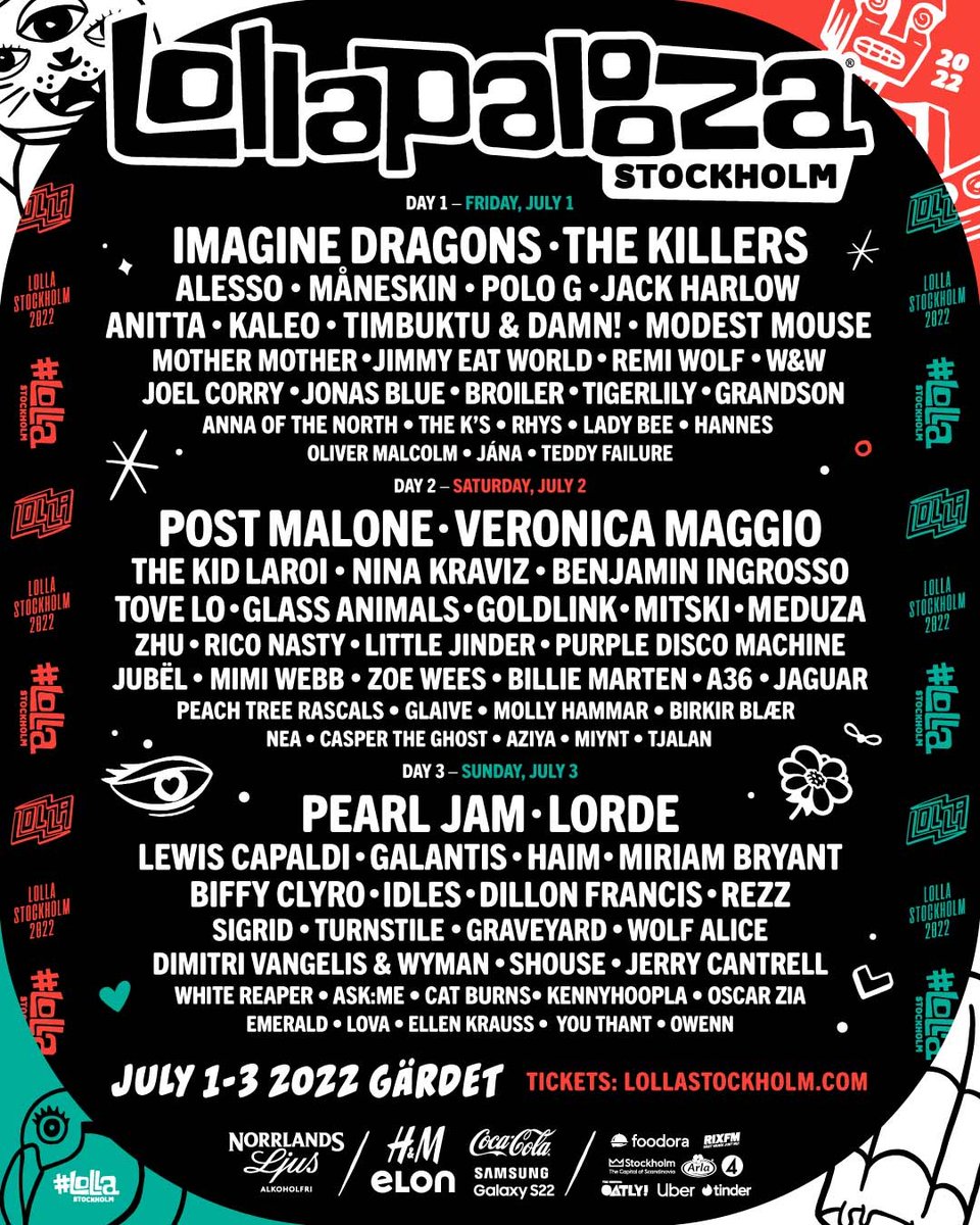 Lollapalooza Stockholm har släppt sin slutgiltiga lineup med 20(!) nya namn OCH en ny scen! Biljetter på https://t.co/HbY4oOqC6P #lollase https://t.co/OBV7z611EM