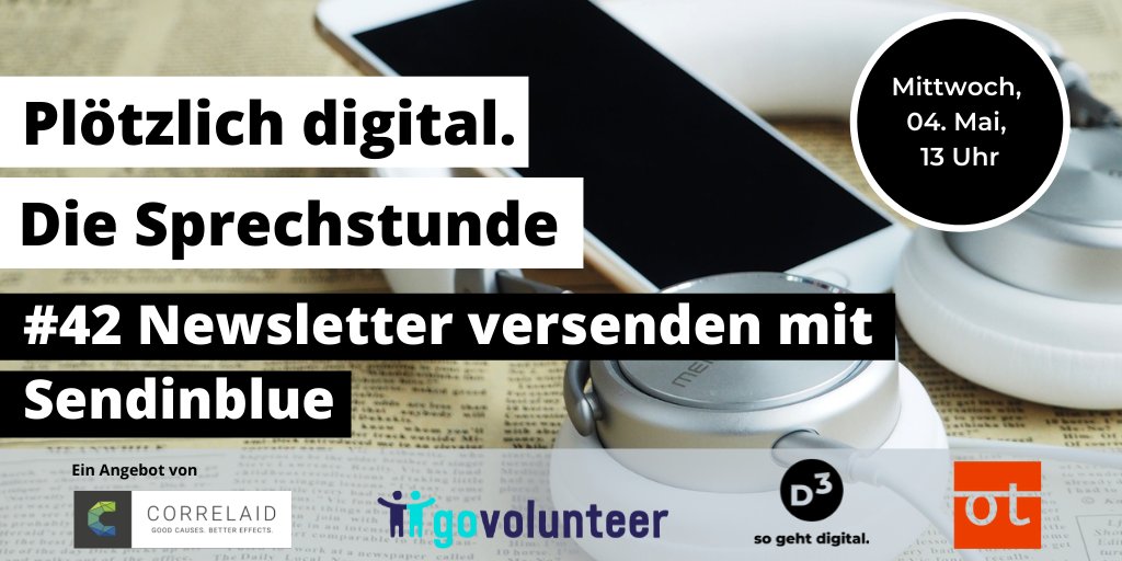 📅💻 In der nächsten Ausgabe von #PlötzlichDigital zeigt uns Christian von <a href="/FuchsUndWald/">fuchs+wald - deine digitaldialog Freunde</a> das Mailing #Tool @Sendinblue. Ihr lernt nicht nur, wie ihr damit Newsletter &amp; Co. umsetzt, sondern könnt auch Fragen rund um E-Mail-Marketing stellen.

Anmeldung 👉 t1p.de/ffbt