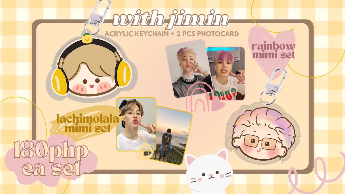 97creates's tweet photo. wts lfb ph ! 🐣 HELP RT ꒰ #97csells ꒱
WITH JIMIN acrylic keychain + 2 fanmade pcs set .ᐟ
𓏔 180php ea set ( rainbow & lachimolala mimi )
✸ order form : https://t.co/SSXTkdfmOG
𖥻 wts lfb jimin with you acrylic keychain lachimolala rainbow mimi set chibi https://t.co/vepqvIVlCY