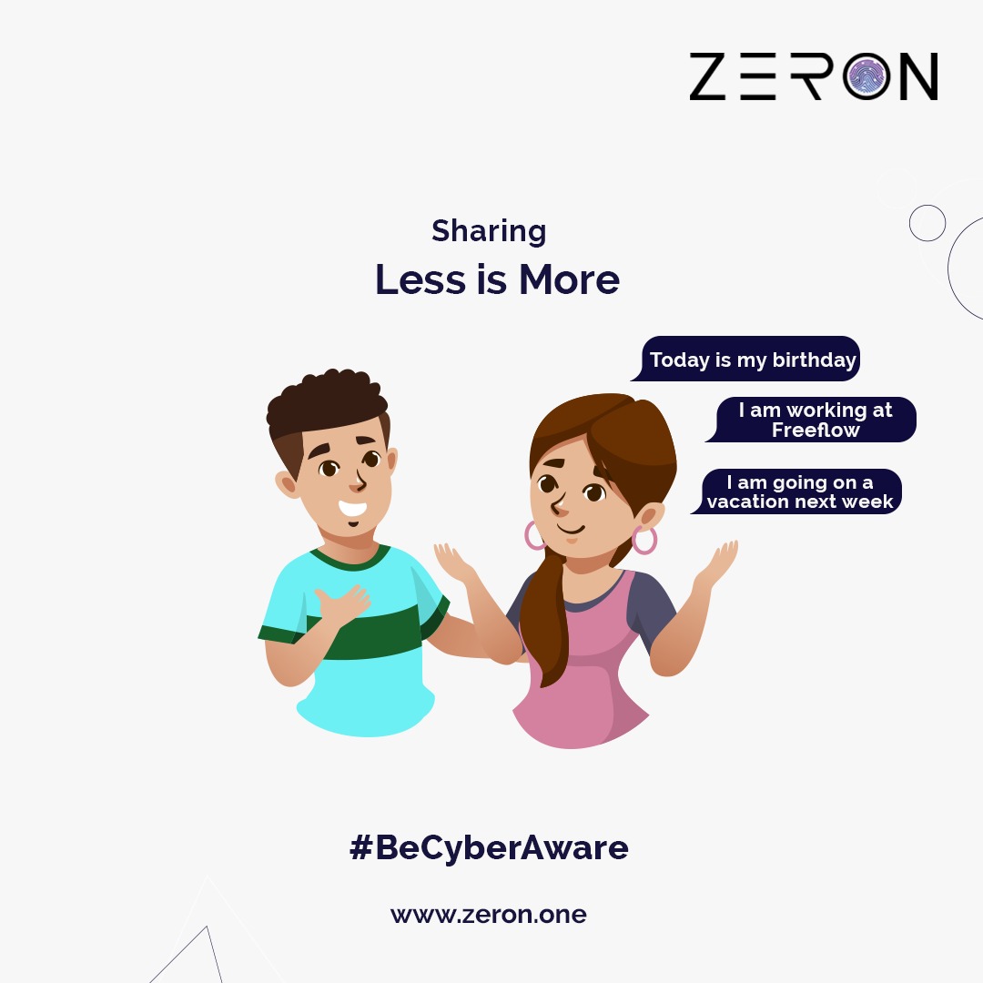 securezeron's tweet photo. Sharing Too Much?
Don't be a Big Talker, the other person could take advantage of your shared information.
When in doubt, always Share less because Less is More.
#Zeron #BeCyberAware #YourSecurityMatters #CyberSecuritySolution #CyberSecurity #BreachProbablity https://t.co/LwUizNsLg8