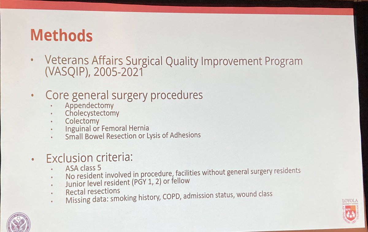abribriesco43's tweet photo. #AVAS2022 @VAsurgeons
Dr Tonelli from @LoyolaSurgery @HinesVAH
#VASQIP study of #Resident Independence (attending scrubbed vs not-scrubbed) and short-term outcomes in core #GenSurg procedures
@MardersteinEric @JeremyLipman @PaulEdWise @CCF_CTSRes https://t.co/r5eQMZrlrT