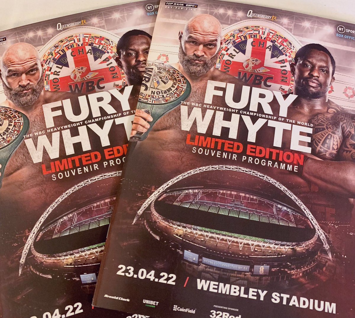 FURY-WHYTE GIVEAWAY 🎁 

🥊 Following Saturday night’s #FuryWhyte bout I have 4 official programmes to giveaway from what could be @Tyson_Fury’s final fight. 

Just drop me a follow and retweet this post and I will chose the winners on Friday.

Good luck all! 🤞

#Boxing