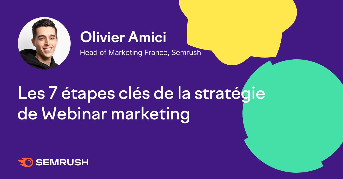 semrush_fr's tweet photo. Hello 👋 Je suis Olivier Amici, Head of Marketing France chez @semrush_fr
Aujourd'hui je souhaite vous faire part de mon expérience sur un sujet qui me tient particulièrement à coeur, le Webinar marketing. Suivez ce #FilMarketing pour en savoir plus 😎 @Amici_Oli https://t.co/gZwMKbjtls