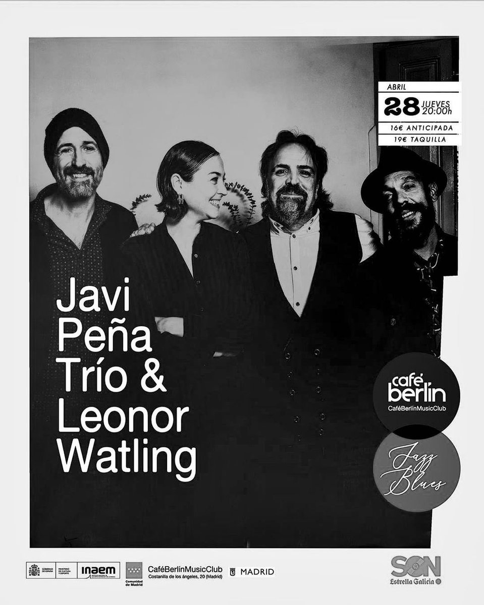 MarlangoOficial's tweet photo. Este Jueves 28 en @CafeBerlinMad @jgpguitar Trío &amp; @LeonorWatling1 ✨ https://t.co/uRllyV3e0N
