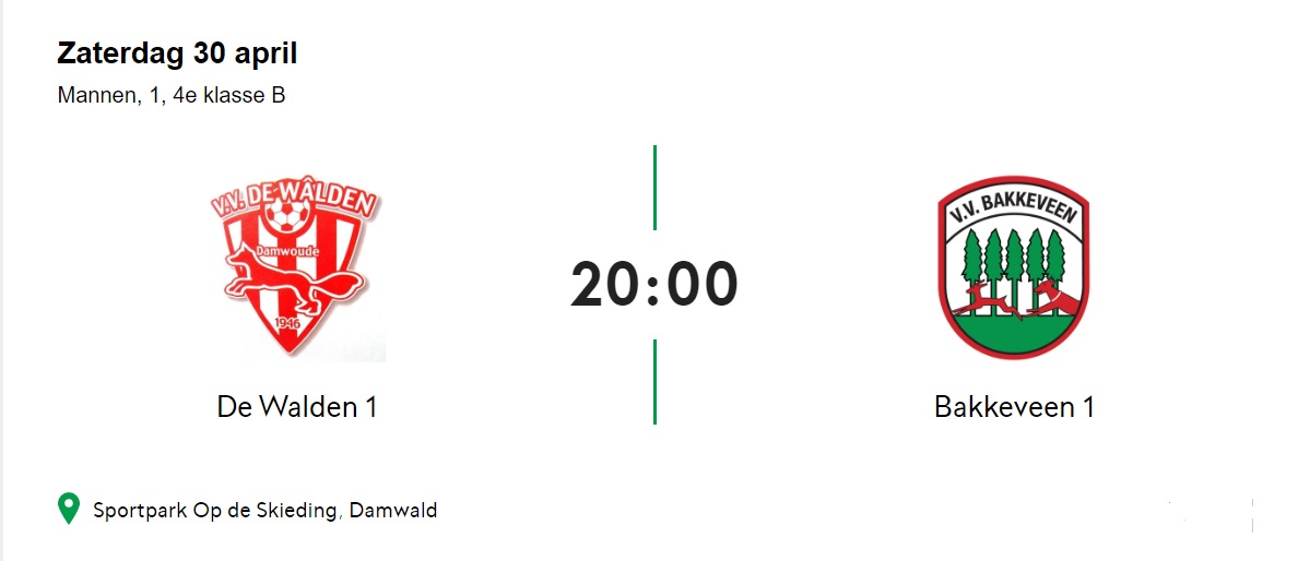 🔵⚪️ Zaterdag 30 april Matchday
<a href="/vvdeWalden/">vv de Wâlden</a> 1 -  #vvBakkeveen 1
#ondt #walbak