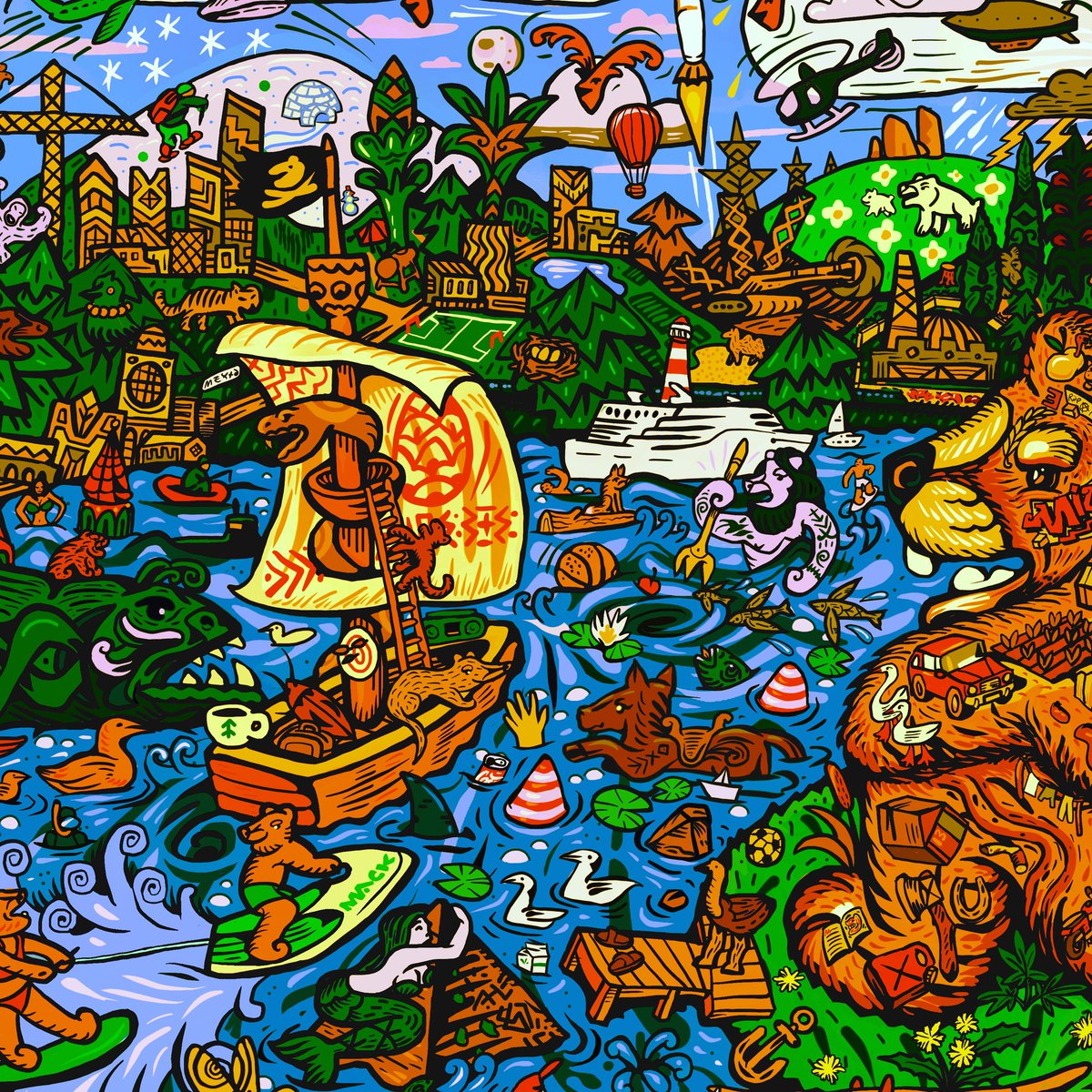 mishamack's tweet photo. Bear near the river is overgrown with details! Now I look at it and understand that this could be a place for #FolkinBears. Showing only a fragment, but you can already throw the comments with the places you want to look at in more detail!😉 #digitalart #NFTCommunity #2dartist https://t.co/iBBbsAEPB5