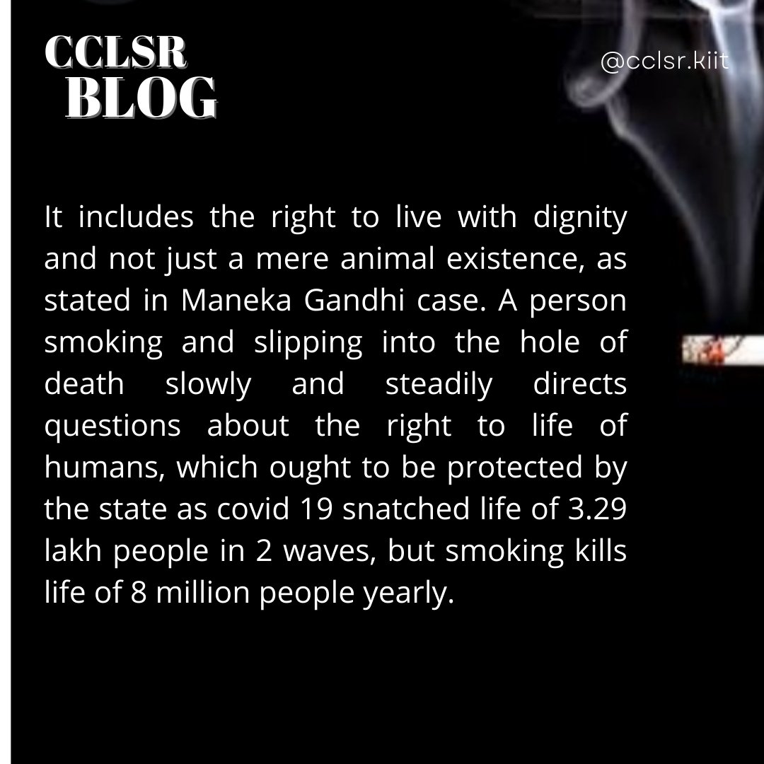 CclsrKiit's tweet photo. The constitutional validity of right to smoke and die.
#cclsr #kiitlaw #smoking #SupremeCourt https://t.co/tYUKx4tdqk