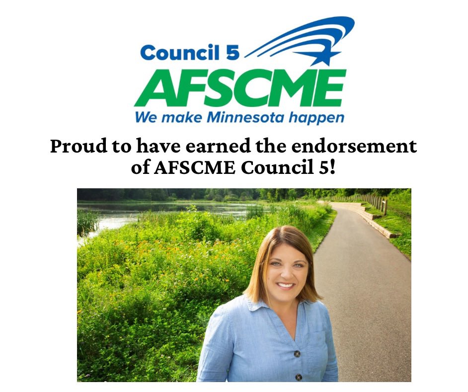 karlabigham's tweet photo. BREAKING NEWS- Our campaign has earned the endorsement from @AFSCMEMN5! This is the largest bargaining unit that represents organized workers at Washington County! 💪🏻 Labor endorsed! https://t.co/55oR43Z1UE
