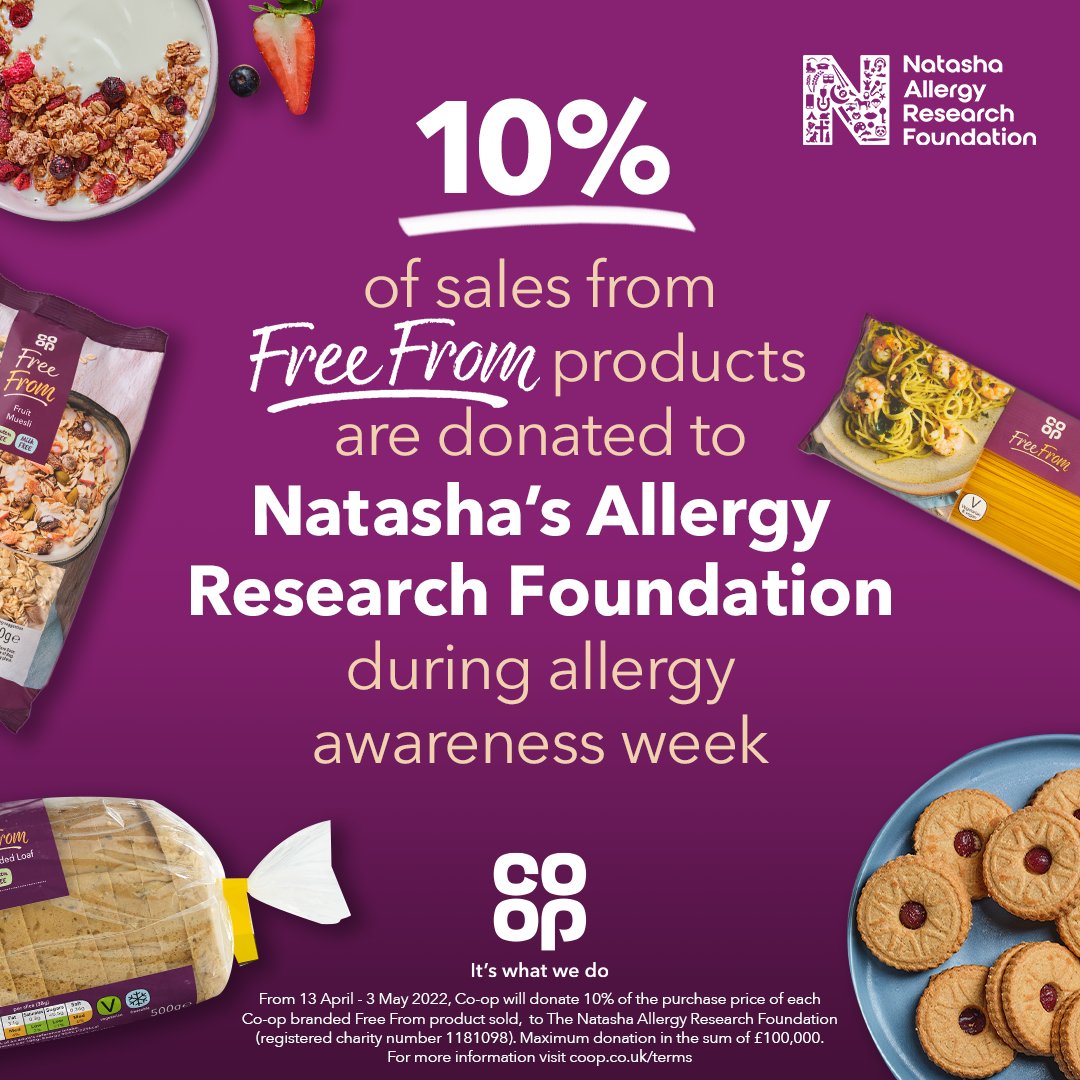 We'll be giving 10% of the sales from our Free From products back to Natasha's Allergy Research Foundation during #AllergyAwarenessWeek