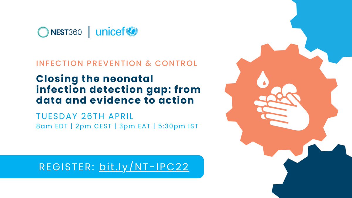 Health care associated infections are a major cause of neonatal mortality.

Join <a href="/NEST360org/">NEST360</a> &amp; <a href="/UNICEFhealth/">UNICEF Health</a> tomorrow for a solutions focused discussion identifying ways to close the infection detection gap.

🗓️ 26 April
🕐 1 pm BST
👉 bit.ly/NT-IPC22