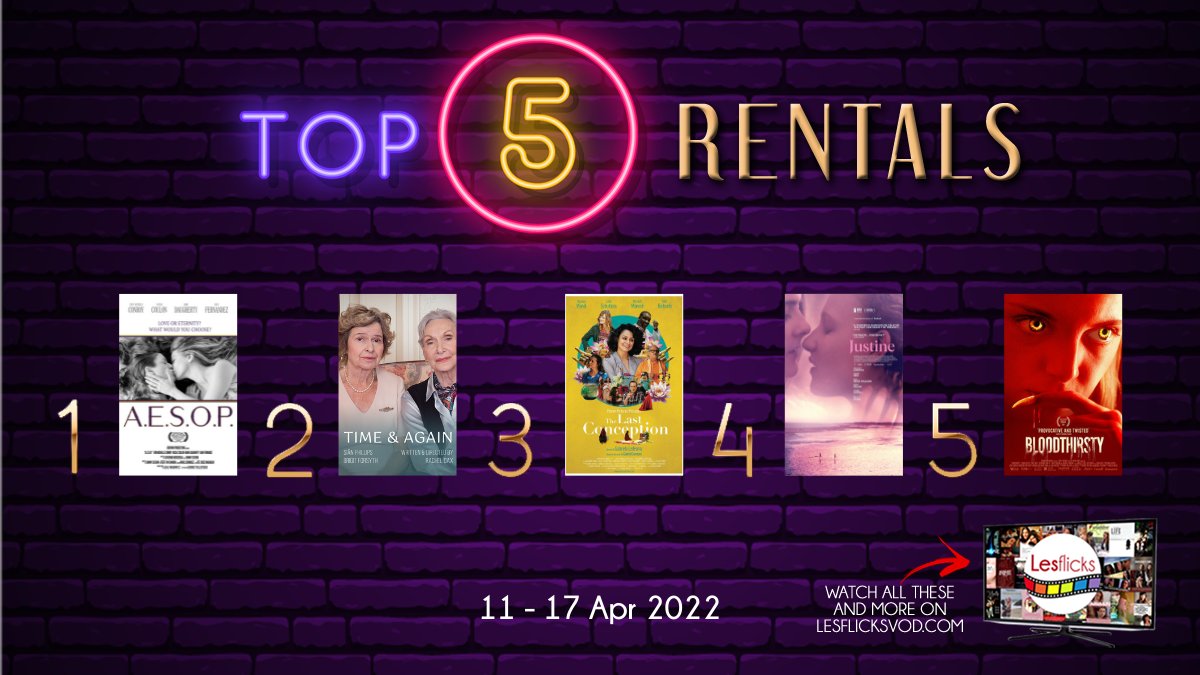 Lesflicks ๐ฟ๐ณ๏ธโ๐home of #sapphicstoriesonscreen (@lesflicks) on Twitter photo #Top5 most watched rentals on #LesflicksVOD from last week! ๐ฅ๐ณ๏ธโ๐
1. AESOP
2. Time & Again
<a href="/TimeAgain5/">Time & Again</a> <a href="/Rachel_Dax/">Rachel Dax</a>
3. The Last Conception
<a href="/gabby_ledesma_/">Gabriela Ledesma</a> <a href="/GabrielConstans/">Gabriel Constans</a> <a href="/HighOctanePics/">High Octane Pictures</a>
4. Justine*Rental Only
<a href="/Bulldog_Film/">Bulldog Film Distribution</a> <a href="/J_Patterson86/">Jamie Patterson</a>
@AmeliaDMoses
bit.ly/3fWHvJM #Top5 most watched rentals on #LesflicksVOD from last week! ๐ฅ๐ณ๏ธโ๐
1. AESOP
2. Time & Again
<a href="/TimeAgain5/">Time & Again</a> <a href="/Rachel_Dax/">Rachel Dax</a>
3. The Last Conception
<a href="/gabby_ledesma_/">Gabriela Ledesma</a> <a href="/GabrielConstans/">Gabriel Constans</a> <a href="/HighOctanePics/">High Octane Pictures</a>
4. Justine*Rental Only
<a href="/Bulldog_Film/">Bulldog Film Distribution</a> <a href="/J_Patterson86/">Jamie Patterson</a>
@AmeliaDMoses
bit.ly/3fWHvJM