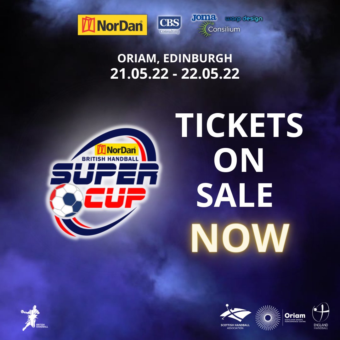 🎟️ Tickets on sale now! 🎟️ 
Tickets start from just £4.50 and two U16s go free with each adult ticket! 🤩

BUY HERE ➡️ handball.scot/nordan-2022-br…

The <a href="/NorDanUK/">NorDan UK Ltd</a> 2022 <a href="/britishhandball/">British Handball Association (BHA) - Official</a> Super Cup will take place over Saturday 21st and Sunday 22nd May at <a href="/Oriamscotland/">Oriam Scotland</a>, Edinburgh.