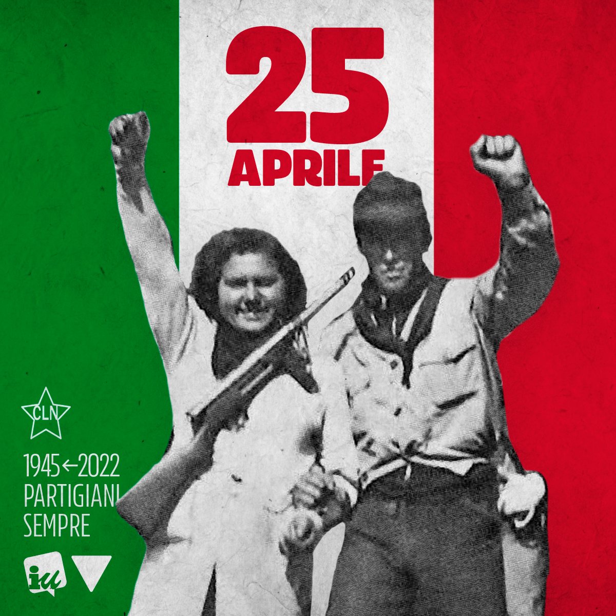 El 25 de abril de 1945 la resistencia partisana derrotaba al invasor nazi y se iniciaba el camino para recuperar la libertad y la democracia en Italia🇮🇹.

✊🔻Antifascistas siempre. 

#25deAbril  #PartigianiSempre