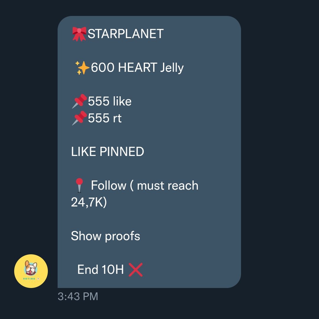 macaronji_'s tweet photo. ⚠ STAR PLANET DEAL WITH @AhnXuazn_Voting ⚠

⭐ 600 hj for lv

- 555 rts &amp; likes on the tweet
- follow THEM (reach 24.7k) and like their PINNED
- proofs in replies

⏰ 10 hours https://t.co/RARd4KLbtd