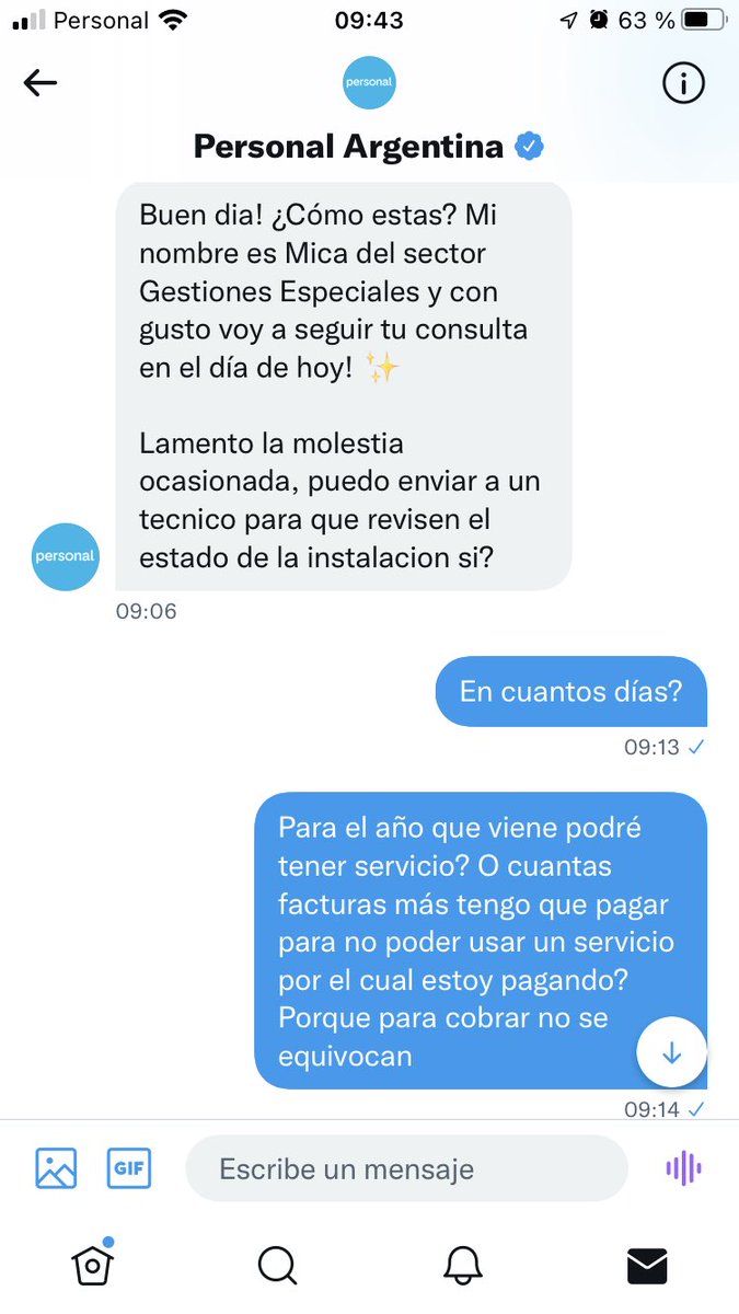 enanoramo's tweet photo. Ahí mica de @PersonalAr me dice que tengo que esperar 24 hs más para mandar un técnico a revisar algo técnico que es completamente burocrático. Idiotas https://t.co/4pKOl16Zxj