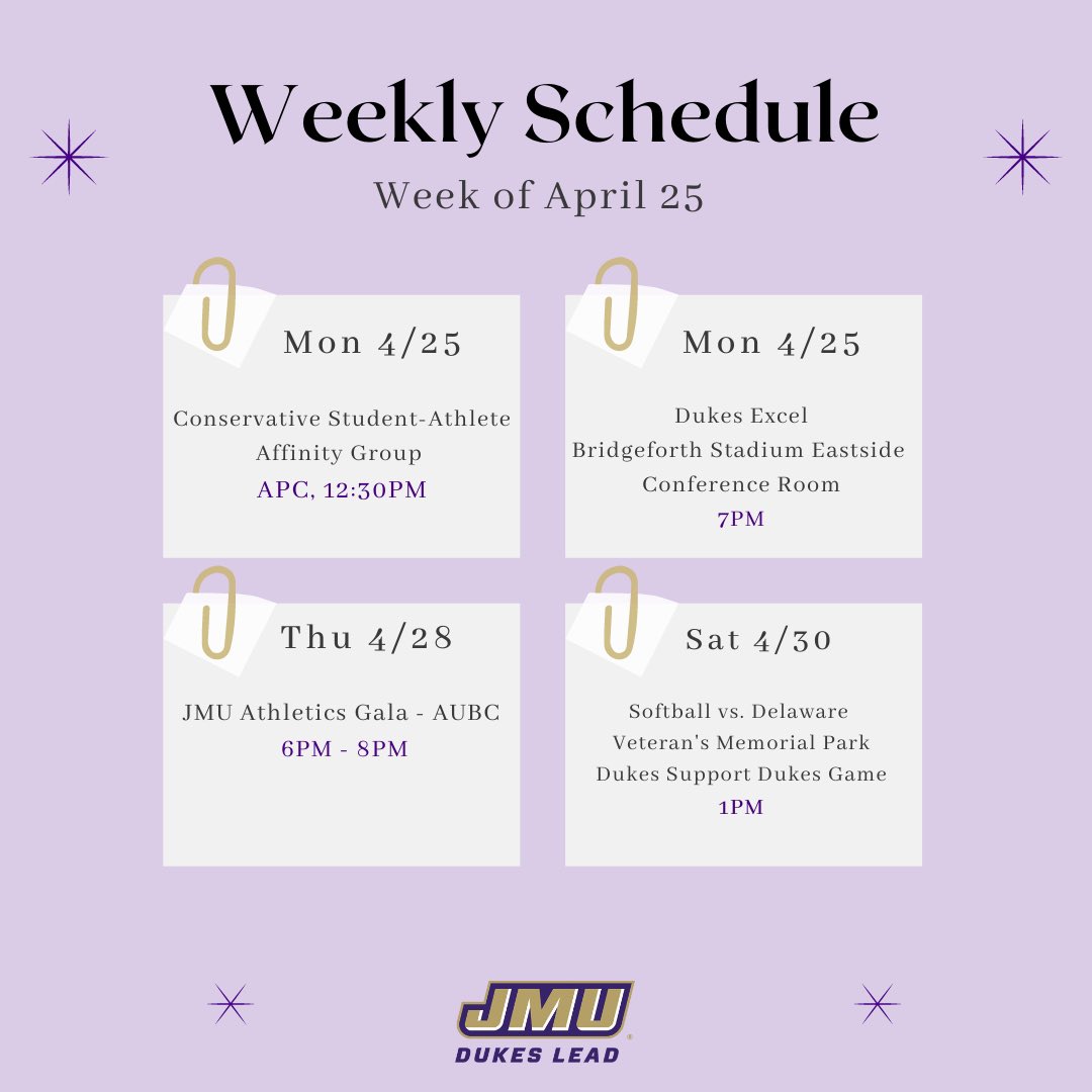 Weekly Schedule🔥Mark Those Calendars

#godukes