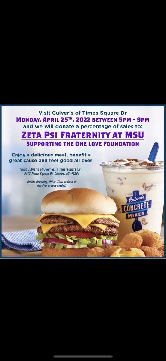 Swing out to Culver’s today from 5-9 for some grub and supporting a good cause 🔥🤝