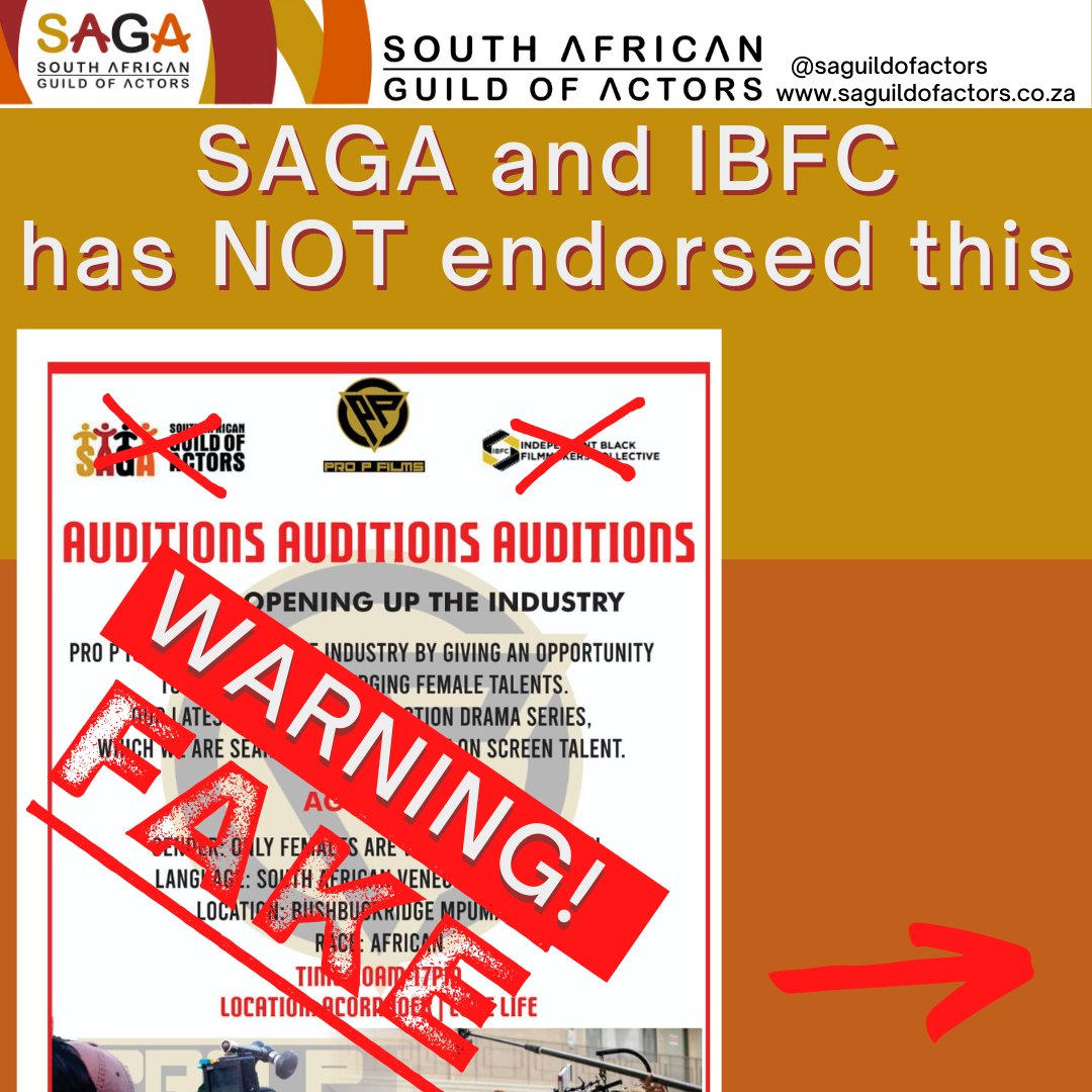 SAGActors's tweet photo. WARNING! WARNING! WARNING!
We have noticed a trend of
highly irregular casting protocols that put people in serious danger.
There is a syndicate targeting youth in the film industry over the past two weeks.
READ THREAD---> https://t.co/yNto19W1fI