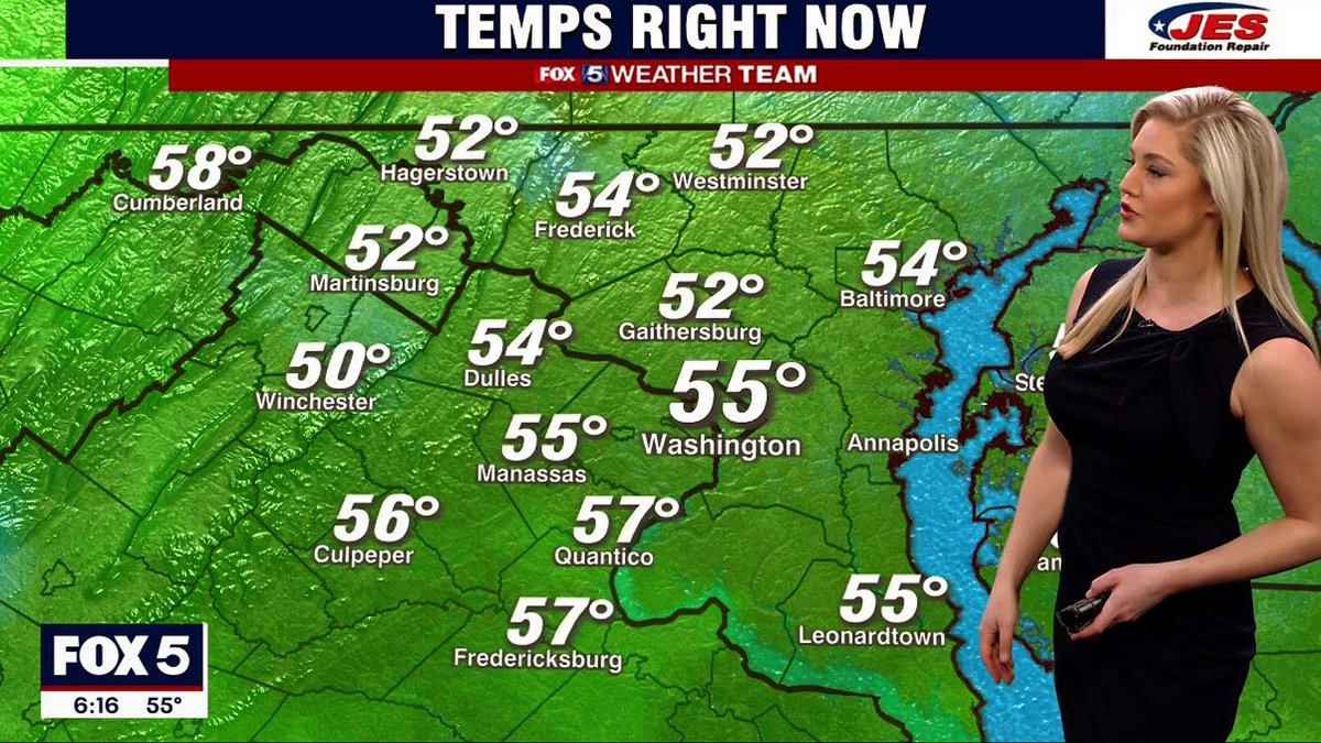 ClaireA_Wx's tweet photo. Tracking some 50s this morning for the DMV! 70s & sunny this afternoon! ☀️ @fox5dc #washingtongdc #goodmorningDC #DMV https://t.co/fMOYQS1ky8