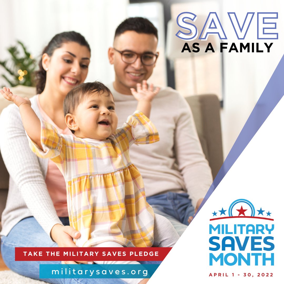 What better way to strengthen your family’s bond than to #SaveAsAFamily? Let’s make saving a family tradition by setting a yearly goal and making a plan to reach it. It all starts with a conversation! 

#MSM2022 #MilitarySavesMonth