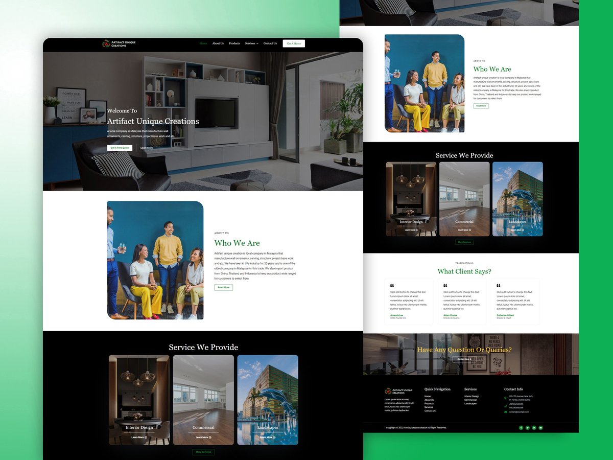 devashiqur's tweet photo. Looking for an Interior Design Company Website? Check out our recently designed website for Artifact Unique Creations. We design websites with Full-Branding, Mobile Responsive, and SEO Optimization.
#ashiqurrahman #ashiqurtech #webdesign #interiorwebsite #interiorwebsitedesign https://t.co/U64qIaGcd7
