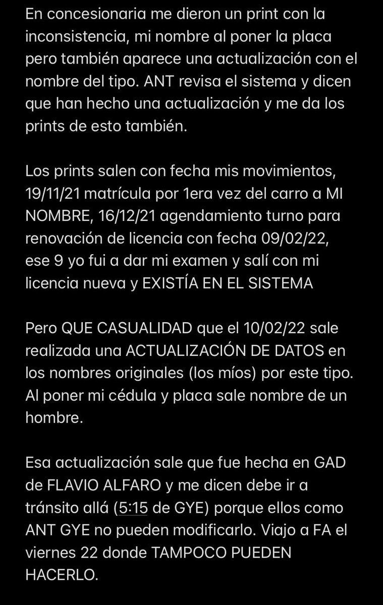 Glendavero07's tweet photo. 📍URGENTE lo que ocurre c/mis datos y propiedades en sistema informático de @ANT_ECUADOR @acastropiedra NADIE SOLUCIONA @LassoGuillermo @ATMGuayaquil @ATM_Transito @EcuavisaInforma @Expresoec @MinTransporteCo @PoliciaEcuador @FiscaliaEcuador @dayannamonroy https://t.co/UV9eCs9XrA