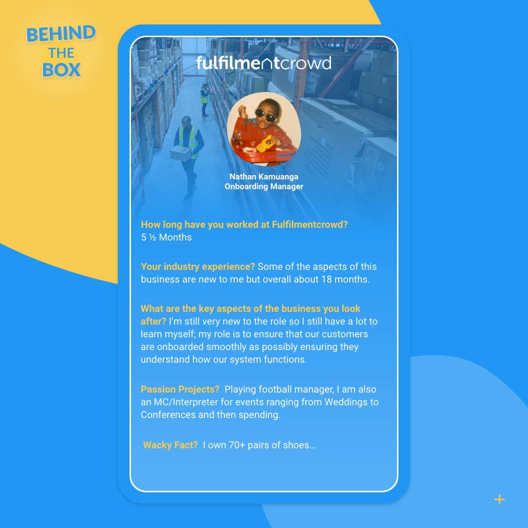 BEHIND THE BOX! 📦🤩

Meet one of our Onboarding Manager’s Nathan Kamuanga! Ever since Nathan has joined the Crowd, he’s made such a positive impact on our Customer Ops Team. 🚀

Plus - look at how adorable that baby pic is!! 🥺