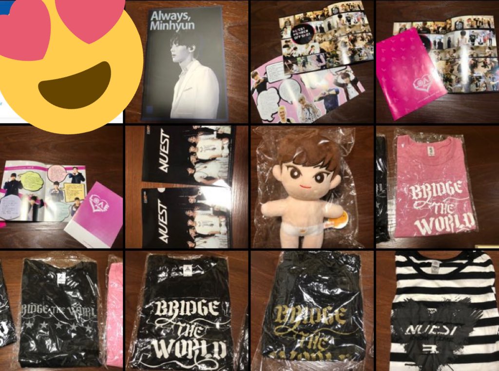 eternity3701's tweet photo. Hi~ we have in stock some official Tshirts, love japan magazine, official L-folders, fanmade MH doll, Mh photobook, Smash hits album, some photocards left from NuestW albums and a few trading cards from Double you Final concert. Please kindly msg us if you are looking for this 😊 https://t.co/ZPNJ4wYQA3