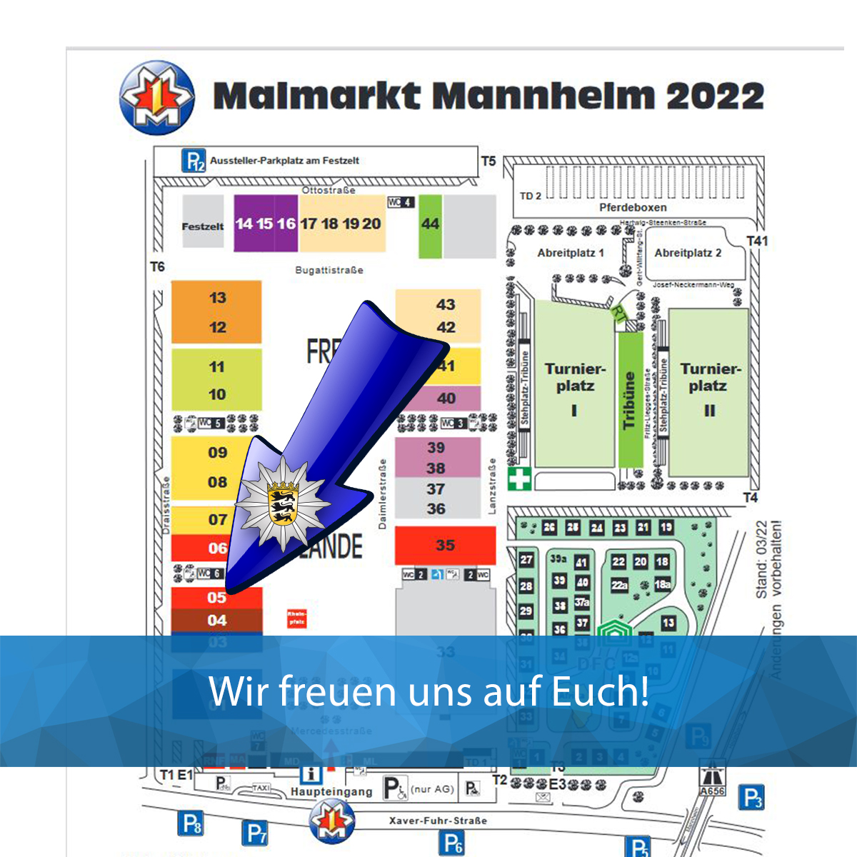 PolizeiMannheim's tweet photo. 🤗 Freut Ihr Euch auch schon auf den #Maimarkt?
30.04.-10.05.2022, #Maimarktgelände #Mannheim!
Sonderthemen u.a.
#Phantombilderstellung
#SuperRecogniser
#TatortEinbruch
#EScooter
#Polizeihundeführerstaffel
Wann was?
➡ https://t.co/cp6tzNRoG5 https://t.co/BJYjnaAJfy