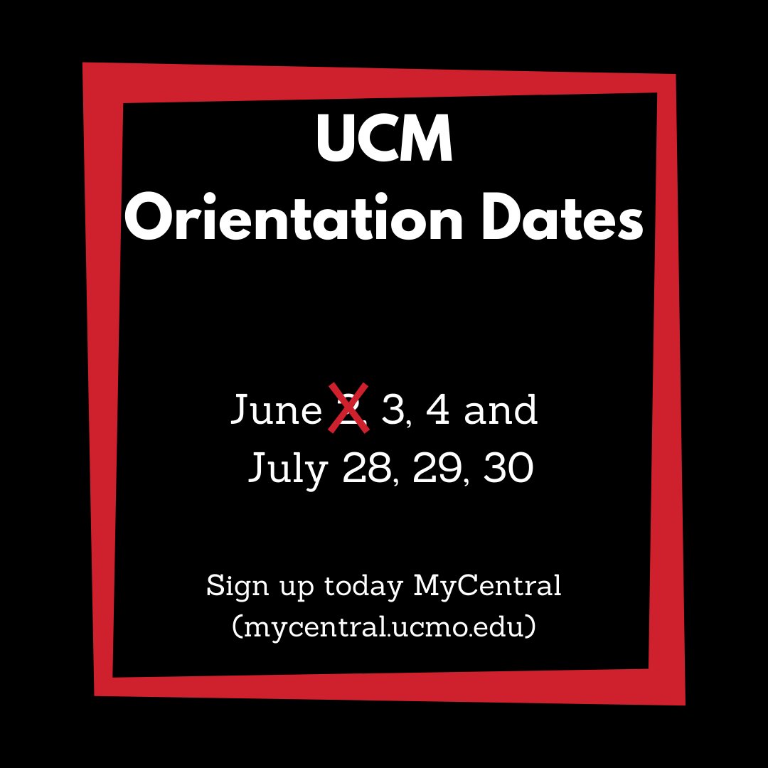 JaredUCM's tweet photo. Calling all incoming @UCentralMO Freshmen, new student orientation dates are filling up fast! Sign up today on MyCentral (https://t.co/260StzqLxK)! #ChooseUCM https://t.co/mlkd3nJ7SQ