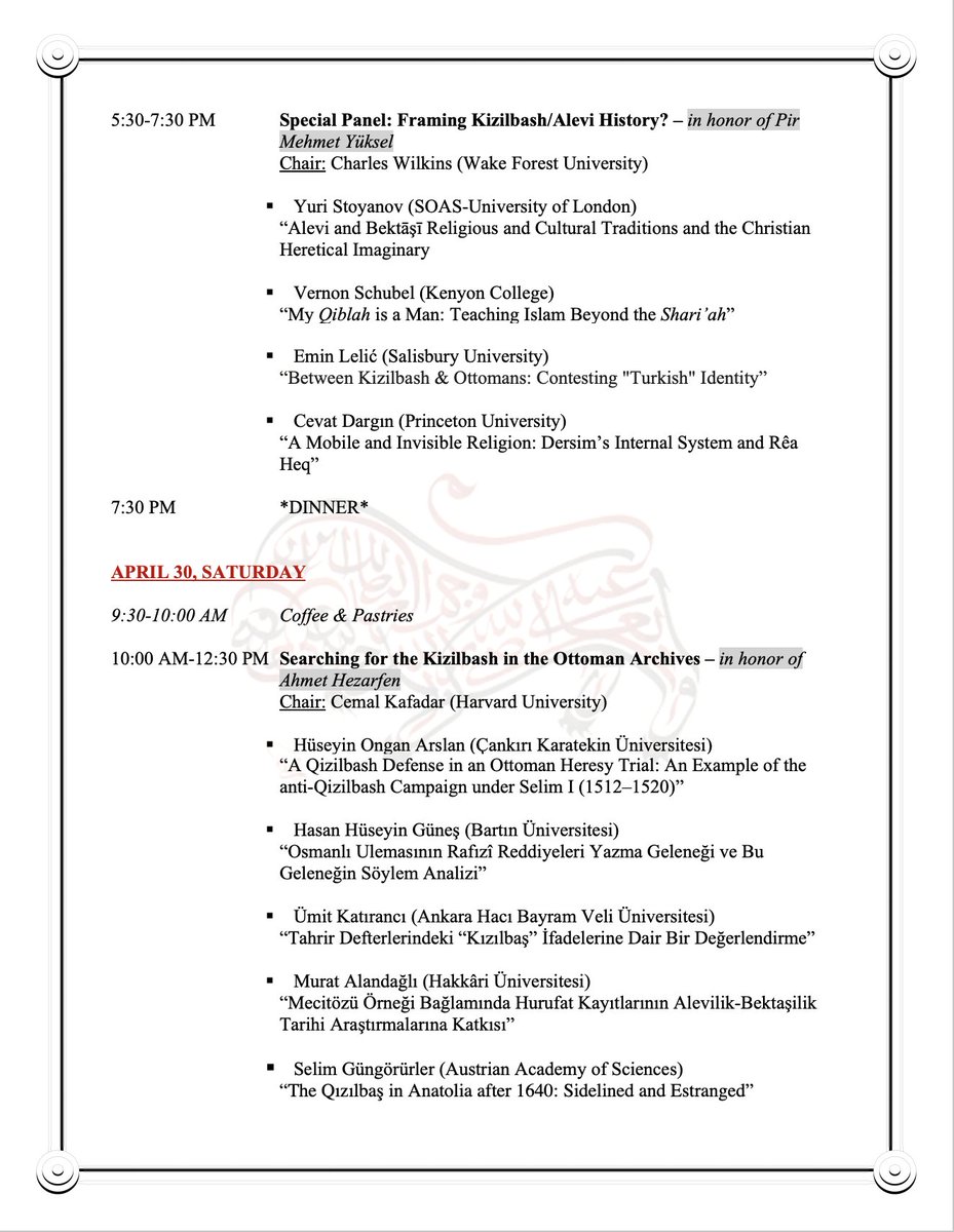 AyferStump's tweet photo. This weekend (April 29-May 1) we are hosting a workshop at William &amp; Mary (co-sponsored by Harvard Univ.) entitled “New Horizons in Kizilbash/Alevi-Bektashi History”. Remote participants are welcome.+

Website: https://t.co/hsGxMxZolK 
Registration Link: https://t.co/Vgw1AWuPxV https://t.co/7RelN0BMWW