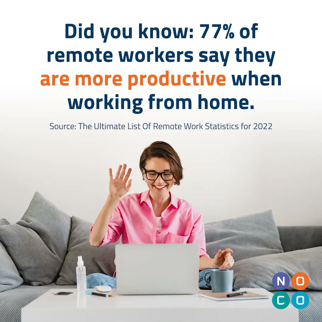 NoCoWorkspace's tweet photo. When working from home, you don’t have a boss or team leader supervising what you’re doing and for that reason, many think that remote work equals low productivity

However, that couldn’t be further from the truth as 77% of people actually get more done when they work from home https://t.co/7yGNn52iWz
