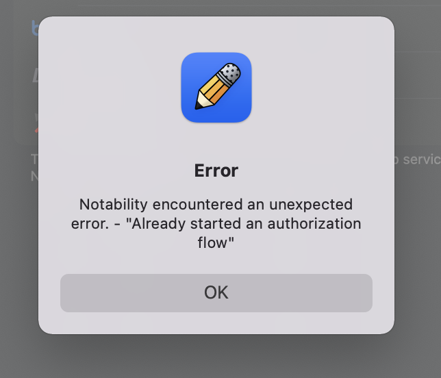 RobLincolne's tweet photo. hey @GingerLabs I'm getting this on my MacOS version of the app - can't sync notes :'( Any help appreciated. https://t.co/PskTI8LGcx