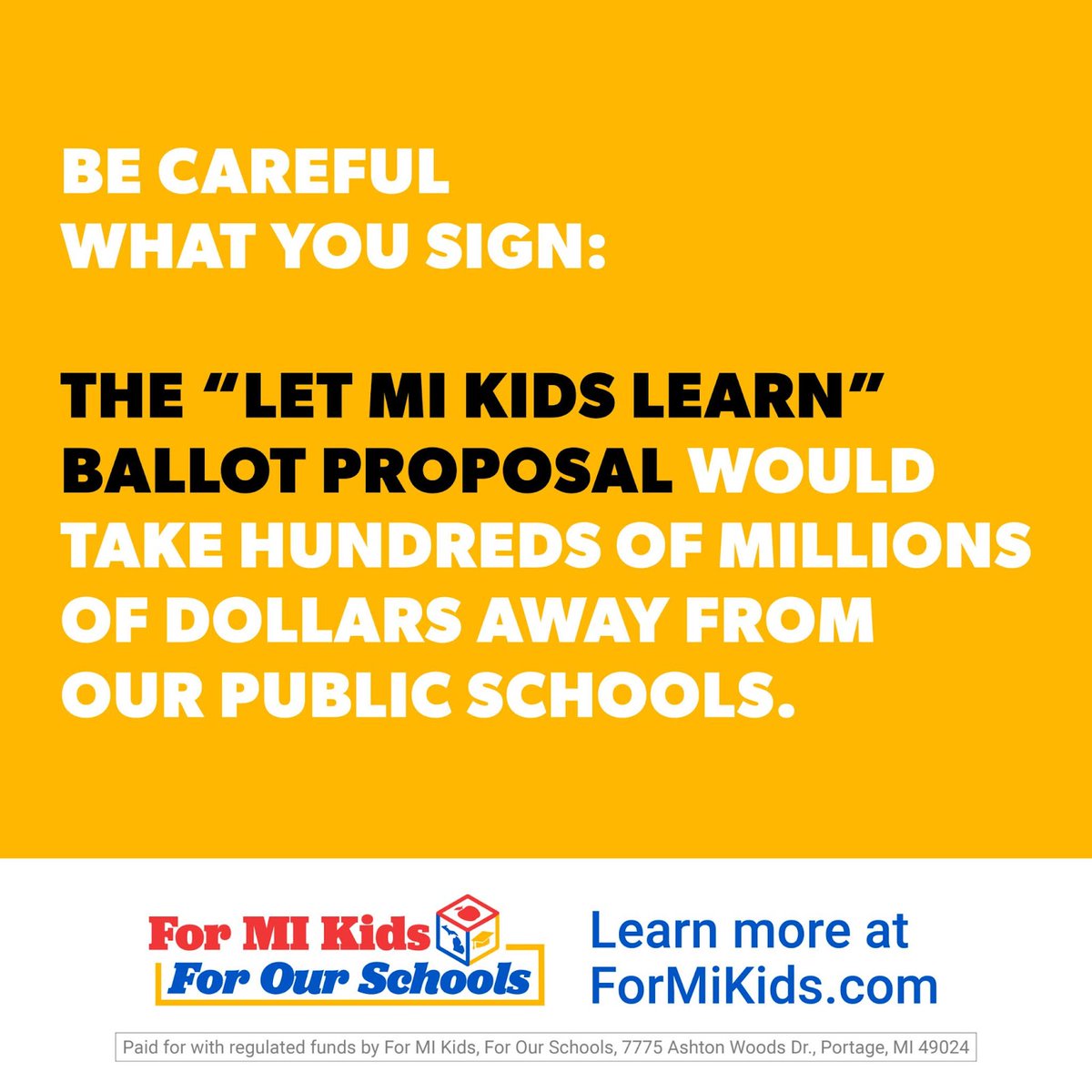 Don’t let lies and misinformation fool you into hurting public schools. The “Let MI Kids Learn” proposal is a dangerous, DeVos-backed initiative to defund public education in Michigan. 

#MichEd #MiEducation