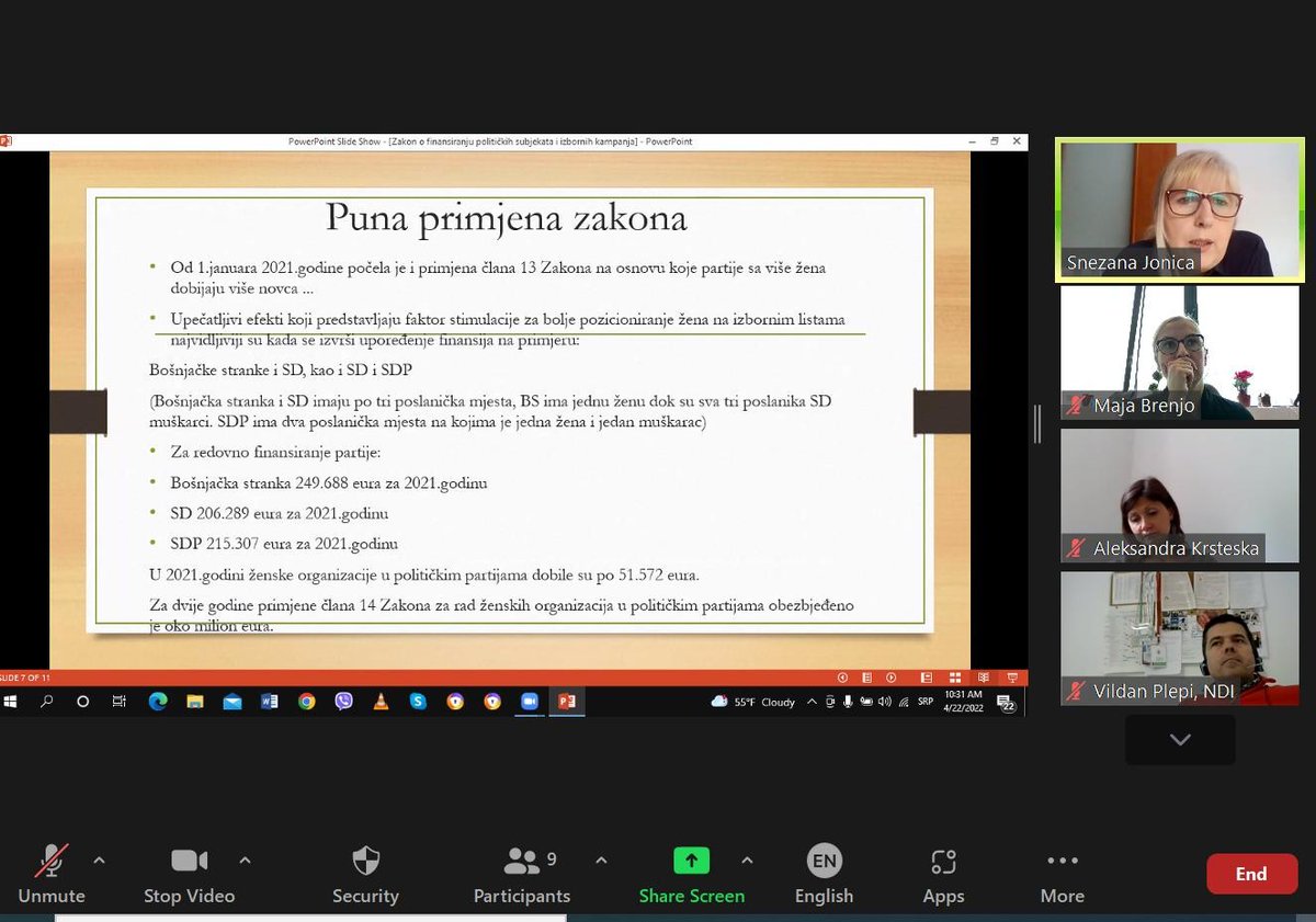 We continue our Staff Learning Series on innovations in party practices in SEE. This week on Gender Targeted Public Funding in Montenegro- women's organizations are funded at state/municip.level in order to increase gender equality and boost political empowerment of women 🇲🇪