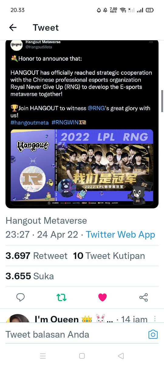 anitahoki's tweet photo. @CryptoKing1st @Foundation_RNGX Wish me luck https://t.co/KYHEHq0lKG