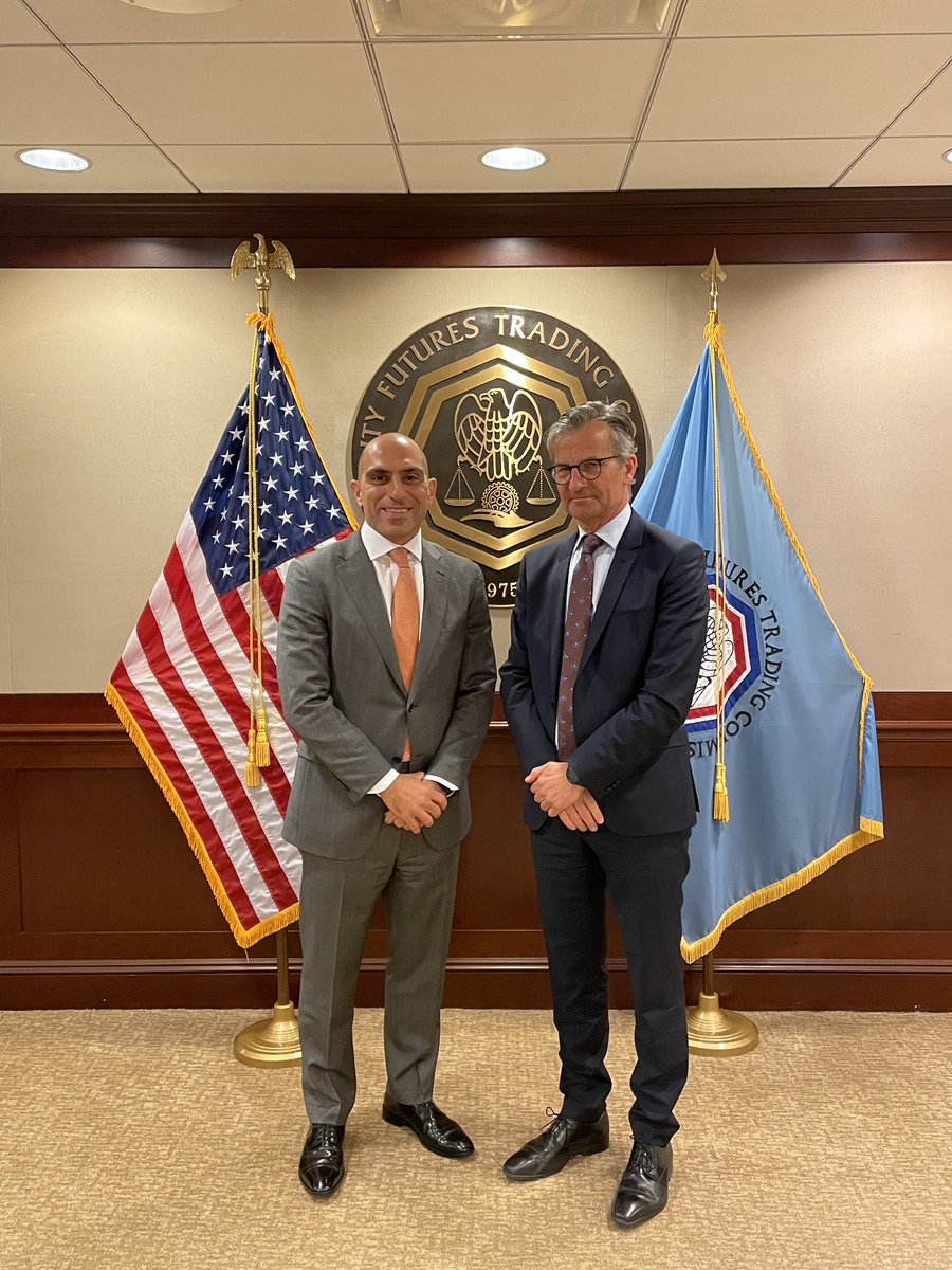 It was a pleasure to welcome @ESMAComms Vice Chair Erik Thedéen to the @CFTC  for a discussion on major issues facing our respective regulatory oversight  and markets.