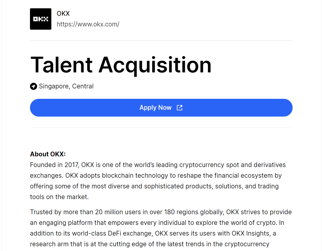 web3internships's tweet image. Talent Acquisition
@okx
🌍Singapore, Central
👉web3internships.com/info/talent-ac…
#web3 #internship