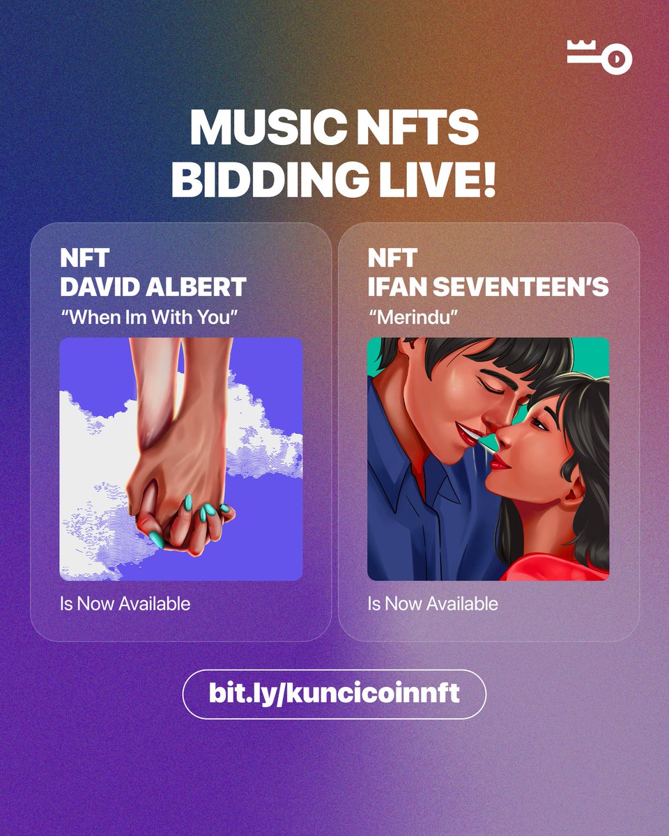 Kuncicoin_id's tweet photo. 2 musisi hebat Indonesia yang merilis NFTMusicnya di KunciCoinNFT

Dapatkan bidding NFT Ifan Seventeen dan David Albert melalui https://t.co/kFk63TFqC3 https://t.co/snIHNRbtb1